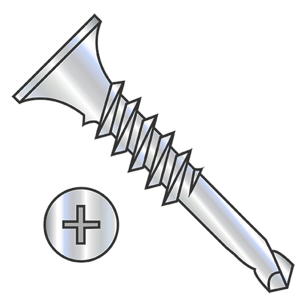 Usa Industrials Self-Drilling Screw, #8-18 x 2 in, Zinc Plated Steel Bugle Head Phillips Drive BULK-SCRW-10498 - main